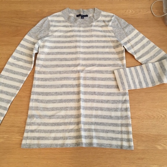 GAP 100% Cashmere Striped Gray Sweater XS - Picture 1 of 4